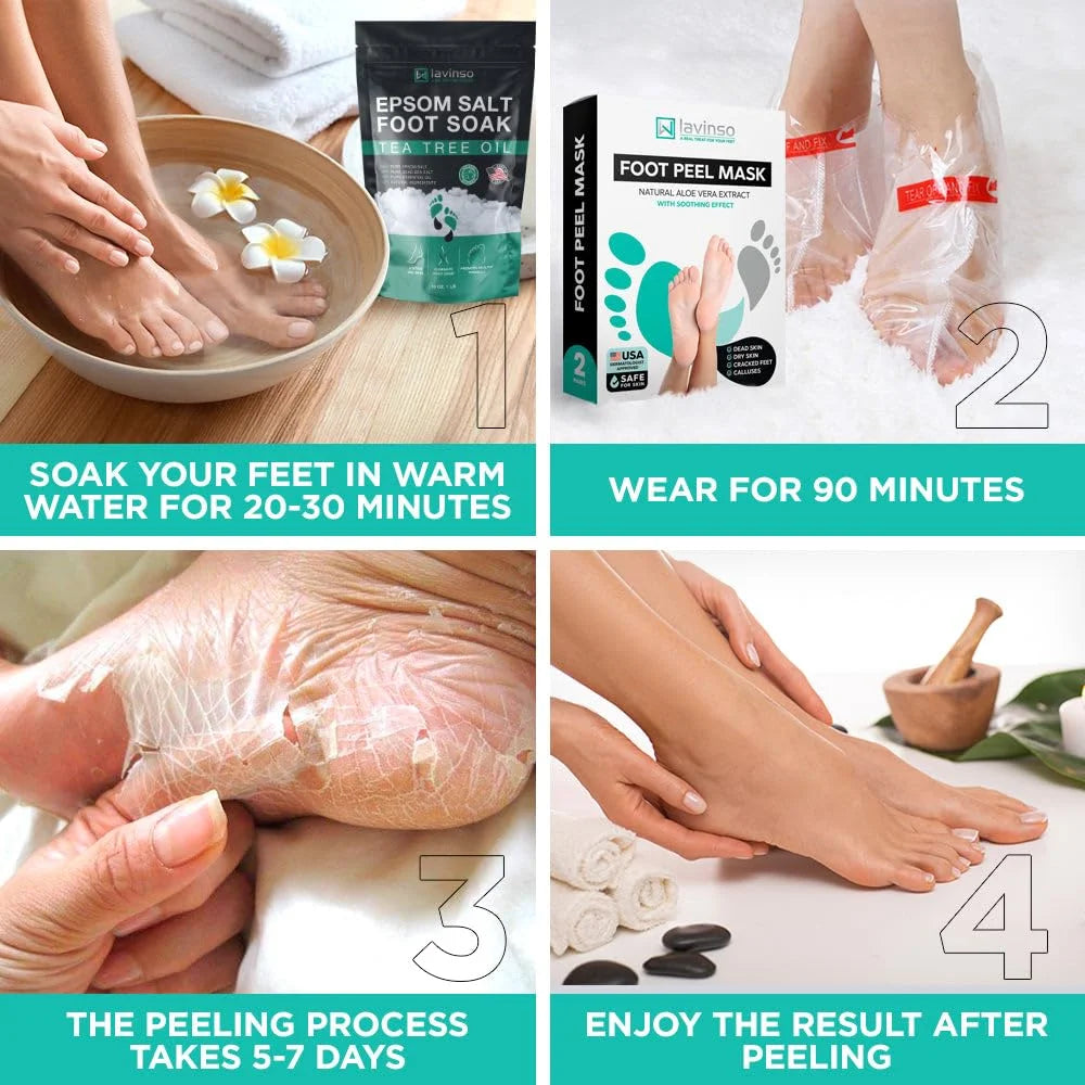 Foot Peel Mask for Dry Cracked Feet – 2 Pack Dead Skin Remover Foot Mask for Cracked Feet and Callus - Exfoliating Feet Peeling Mask for Soft Baby Feet, Original Scent