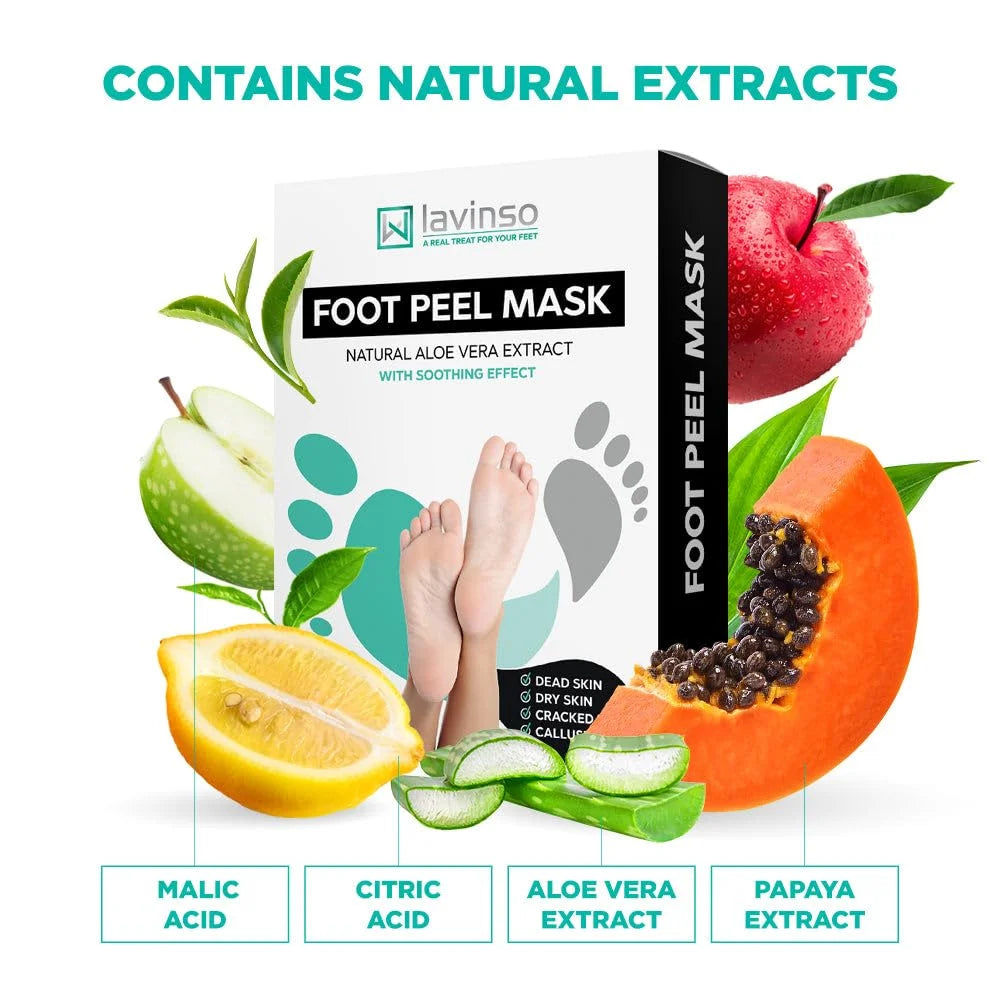 Foot Peel Mask for Dry Cracked Feet – 2 Pack Dead Skin Remover Foot Mask for Cracked Feet and Callus - Exfoliating Feet Peeling Mask for Soft Baby Feet, Original Scent